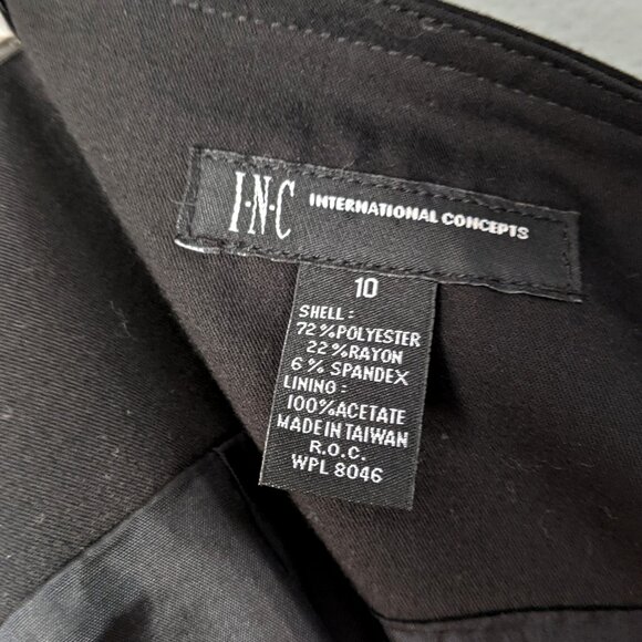 INC Knee Length Flare Circle Skirt Stretch Evening Fancy Zip Back Black Office - Picture 5 of 7